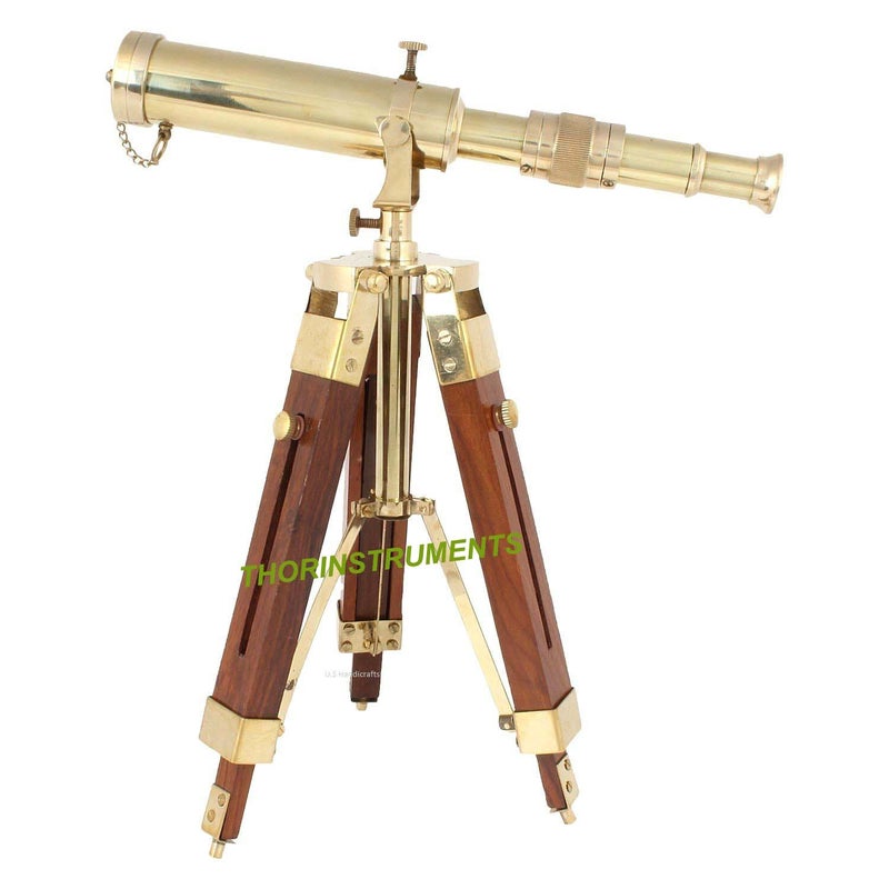 THOR INSTRUMENTS منظار بحري نحاسي عتيق على قاعدة ثلاثية لمنضدة، منظار خارجي للمغامرات، ديكور منزلي ريفي عتيق، هدايا - Image 1